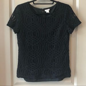 J. Crew black lace top! Stretchy!